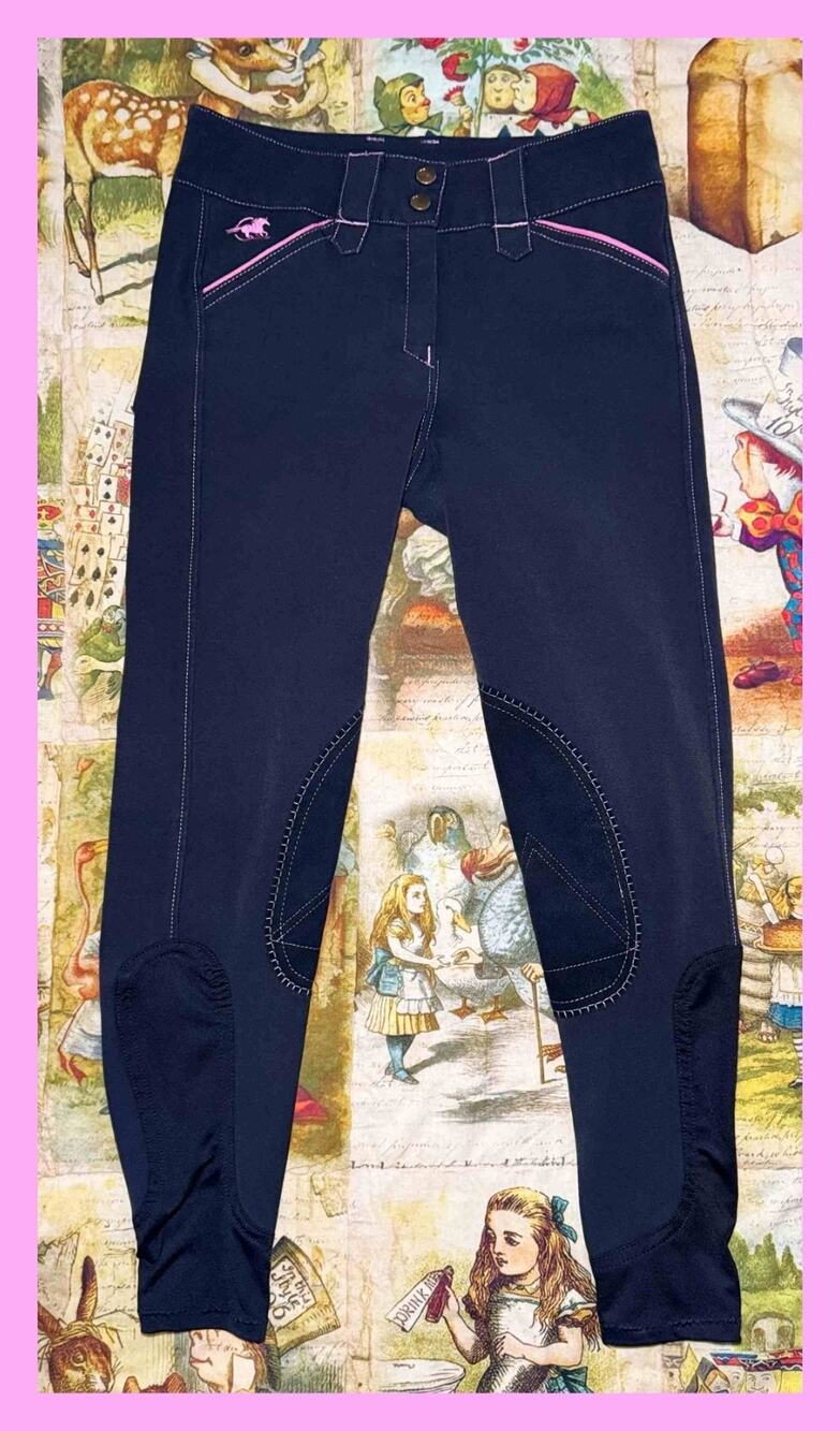 Smartpak Piper Riding Breeches Knee Patch Anthracite Coral Pink 24R Equestrian